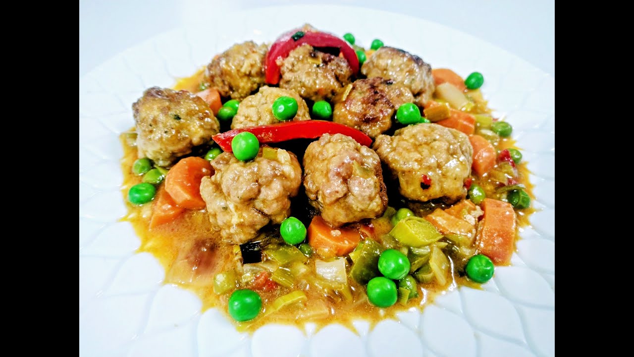 Albóndigas de carne en salsa con verduras receta tradicional😋👌