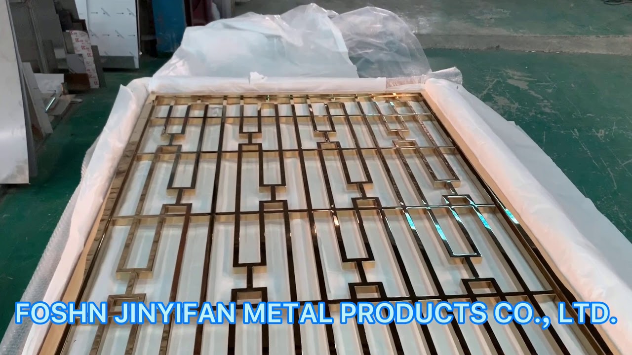gold stainless steel welded screen partition and room divider