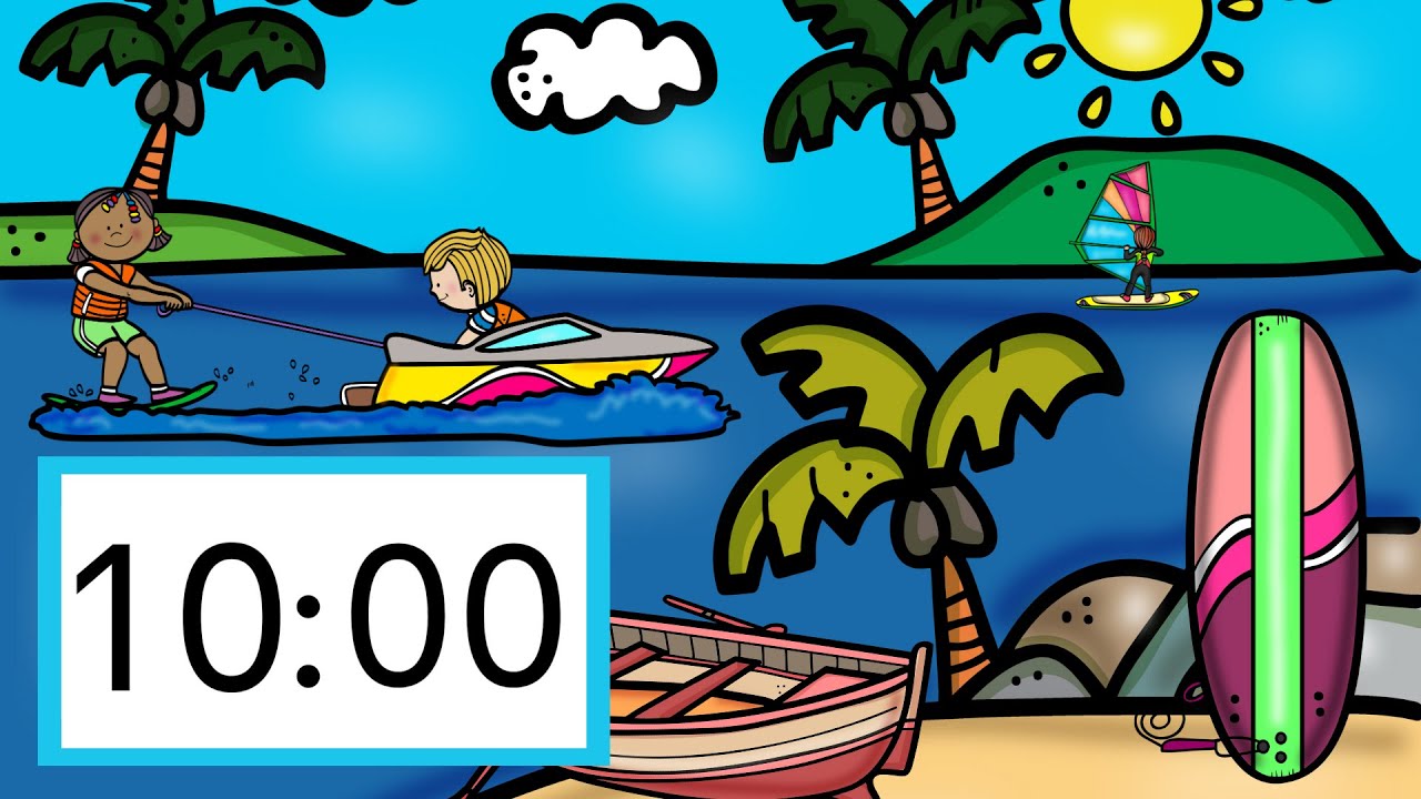 10 Minute Summer Classroom Timer with 2 Minute Clean Up - YouTube