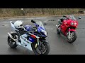 Suzuki gsxr 750 chases honda vfr 750  wet conditions