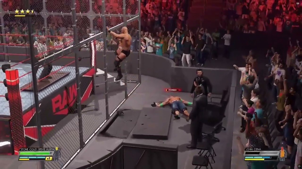 'Stone Cold' Steve Austin vs John Cena Hell in a Cell WWE 2K22