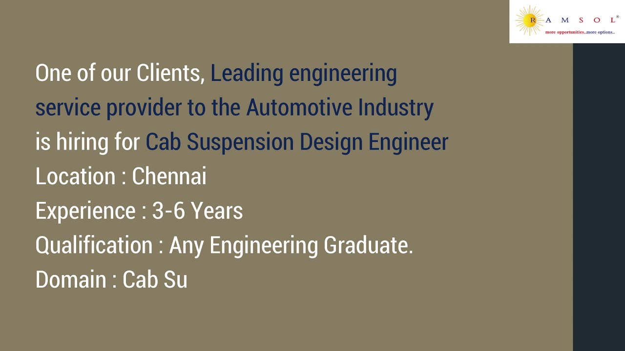 Cab Suspension Design Engineer Cab Suspension Design Engineer Cab