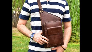 how to make leather sling bag-- ocean pattern--
