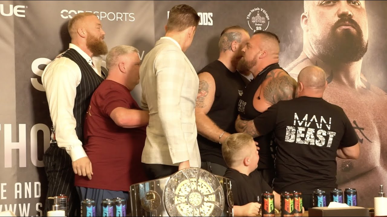THOR BJORNSSON and EDDIE HALL TRADE INSULTS, NEARLY COME TO BLOWS PRESSER / THE MOUNTAIN v THE BEAST