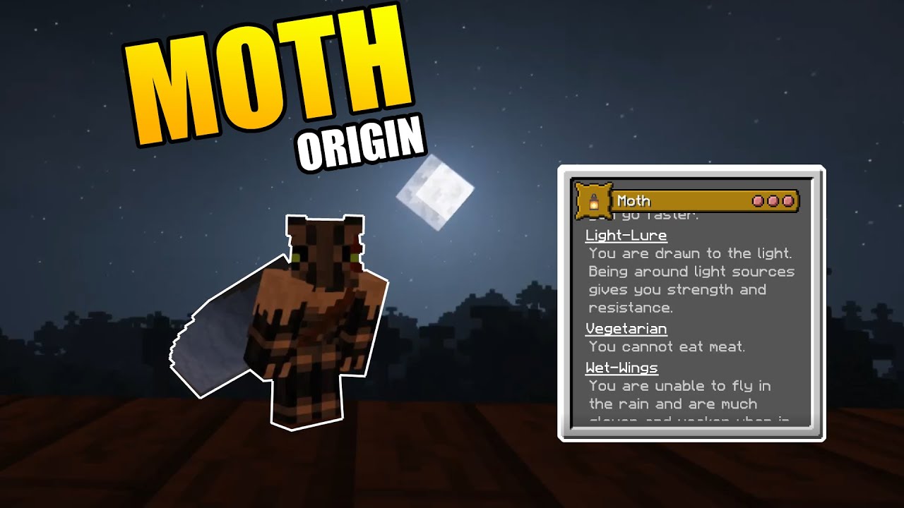 Minecraft Origins Mod Custom Moth Origin Datapack Youtube