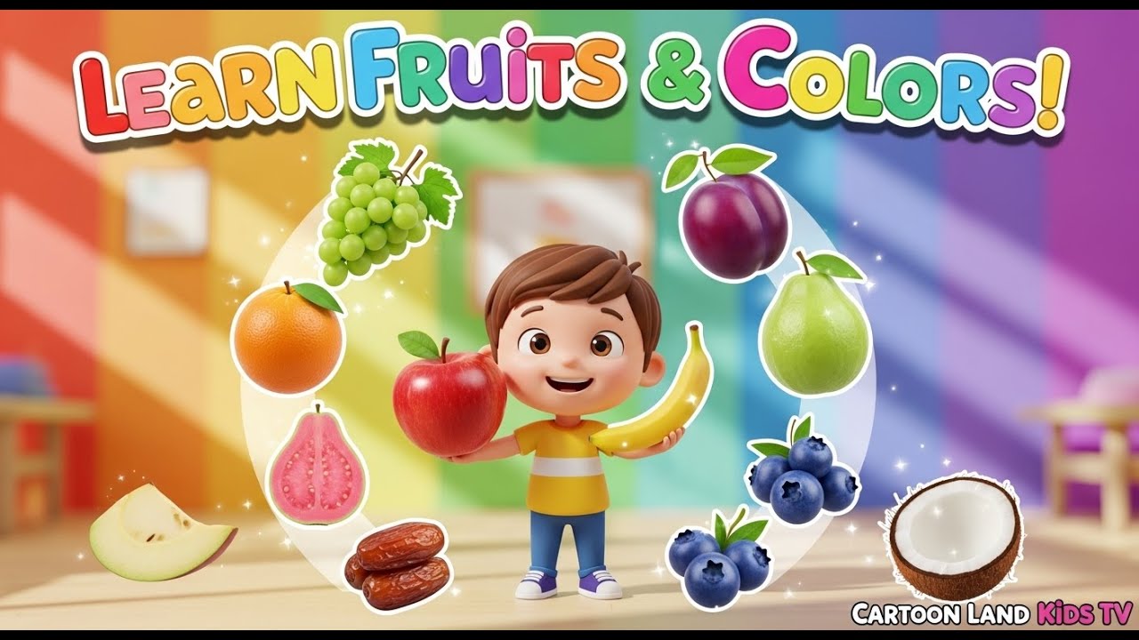 "Colors and Fruits Rhyme for Kids | Learn Colors with Fruit Names and ...