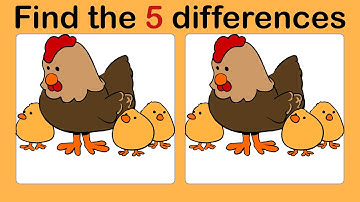 Look and Find 5 Differences No130 Animals7 | Spot the difference | Illustration Game | Image Game