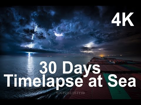 30 يوما Timelapse في البحر | 4K | من خلال العواصف الرعدية والأمطار الغزيرة وحركة المرور المزدحمة