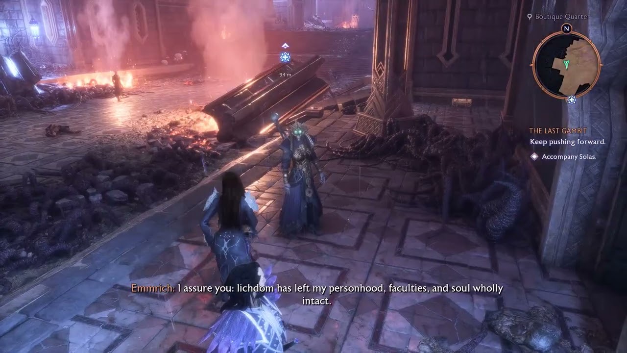 Dragon Age The Veilguard - Lich Emmrich shutting down Solas, politely