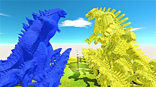 legendary Growing War - Blue Godzilla vs Yellow Mechagodzilla | Animal Revolt Battle Simulator