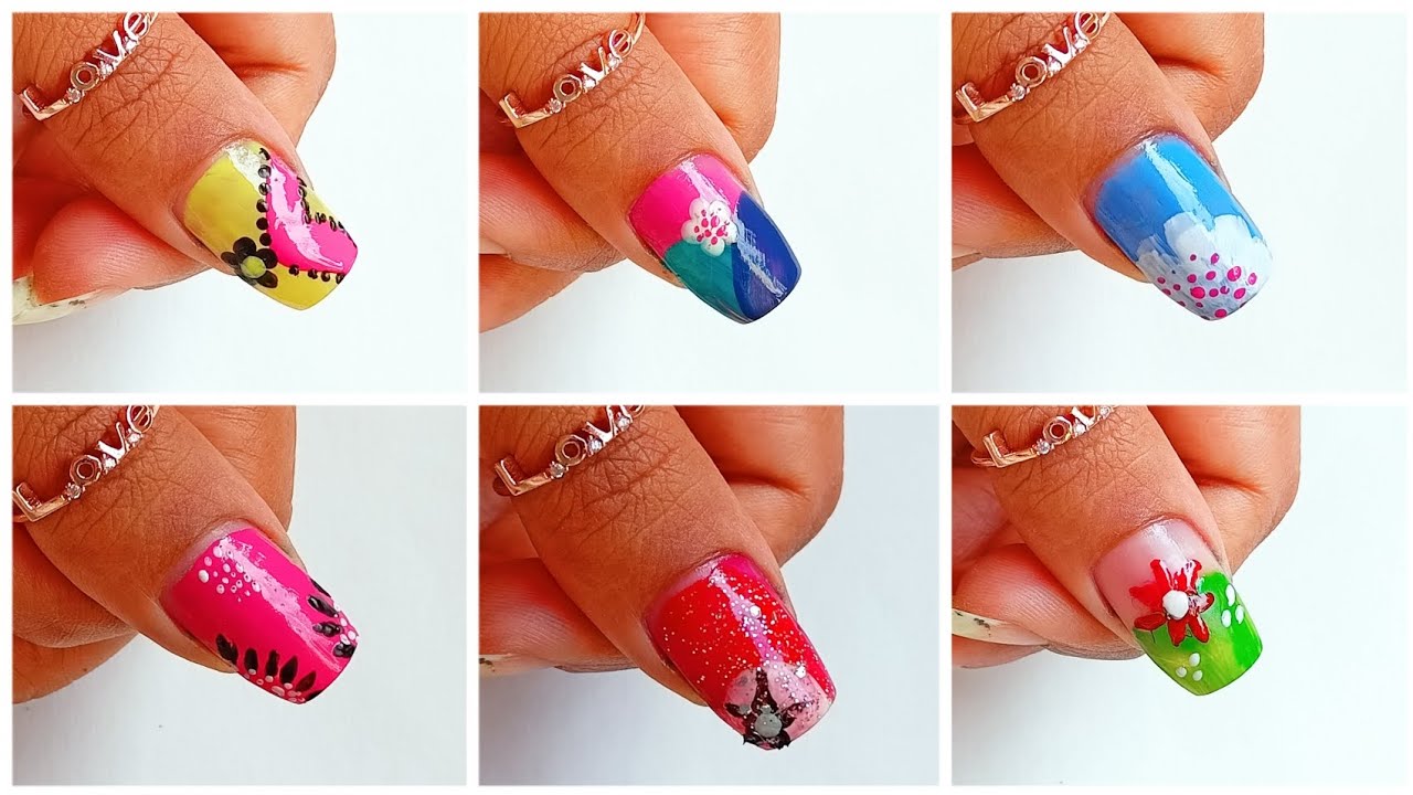 Easy nail art designs without tools Nail Art with nail polish brush