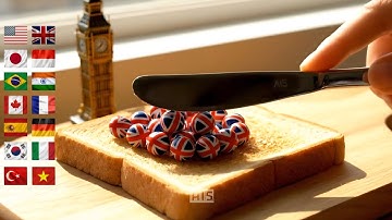 Spreading Country Flag balls on Toast 🍞🌍 | AI ASMR – Oddly Satisfying Toast ASMR