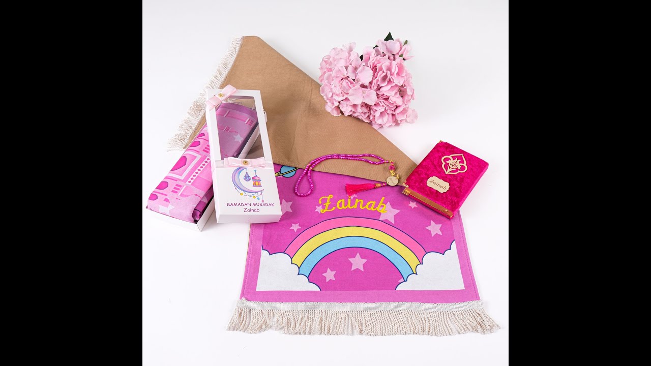 Personalized Kids Prayer Mat Quran Tasbih Gift Set for Girls Eid Birthday Graduation Gifts for Kids