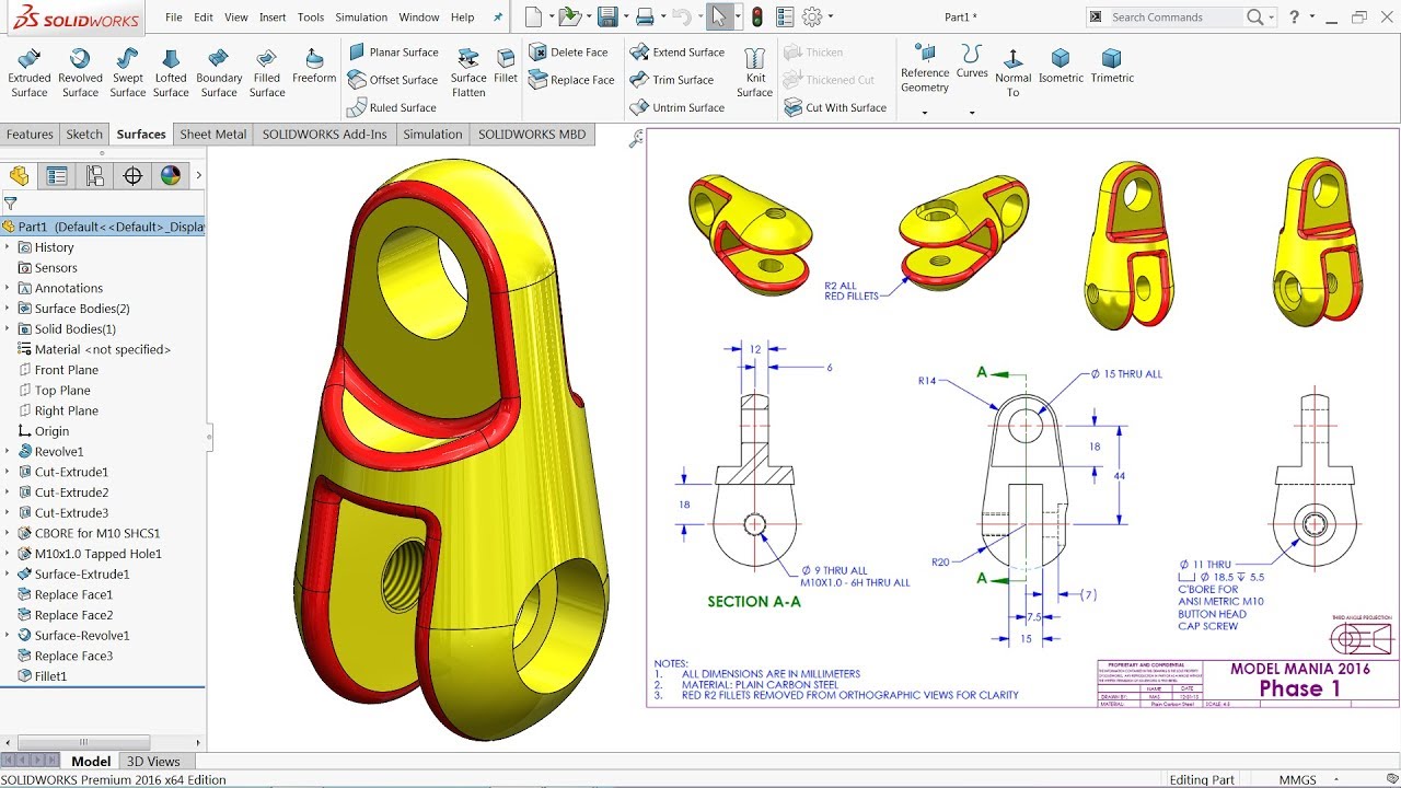 SolidWorks Tutorial model mania 2016 YouTube
