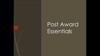 Post Award Essentials