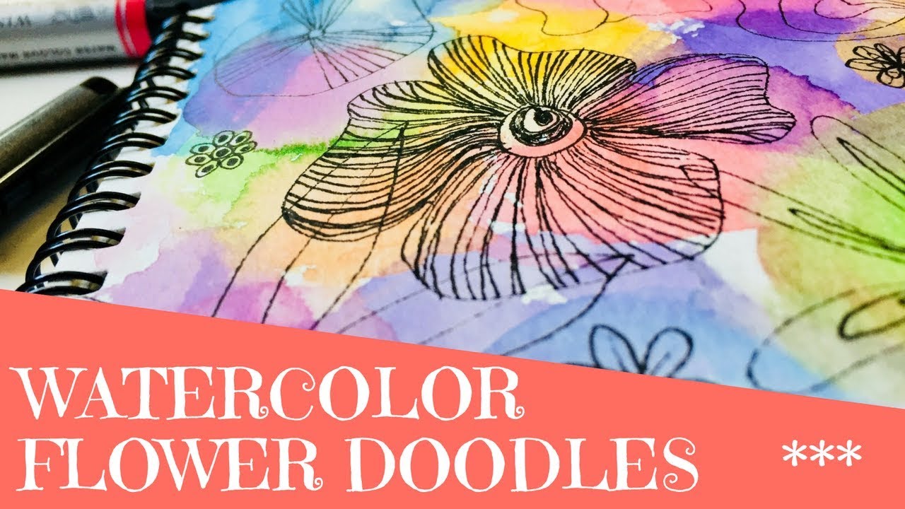 Flower Doodle Ideas With Watercolor Markers