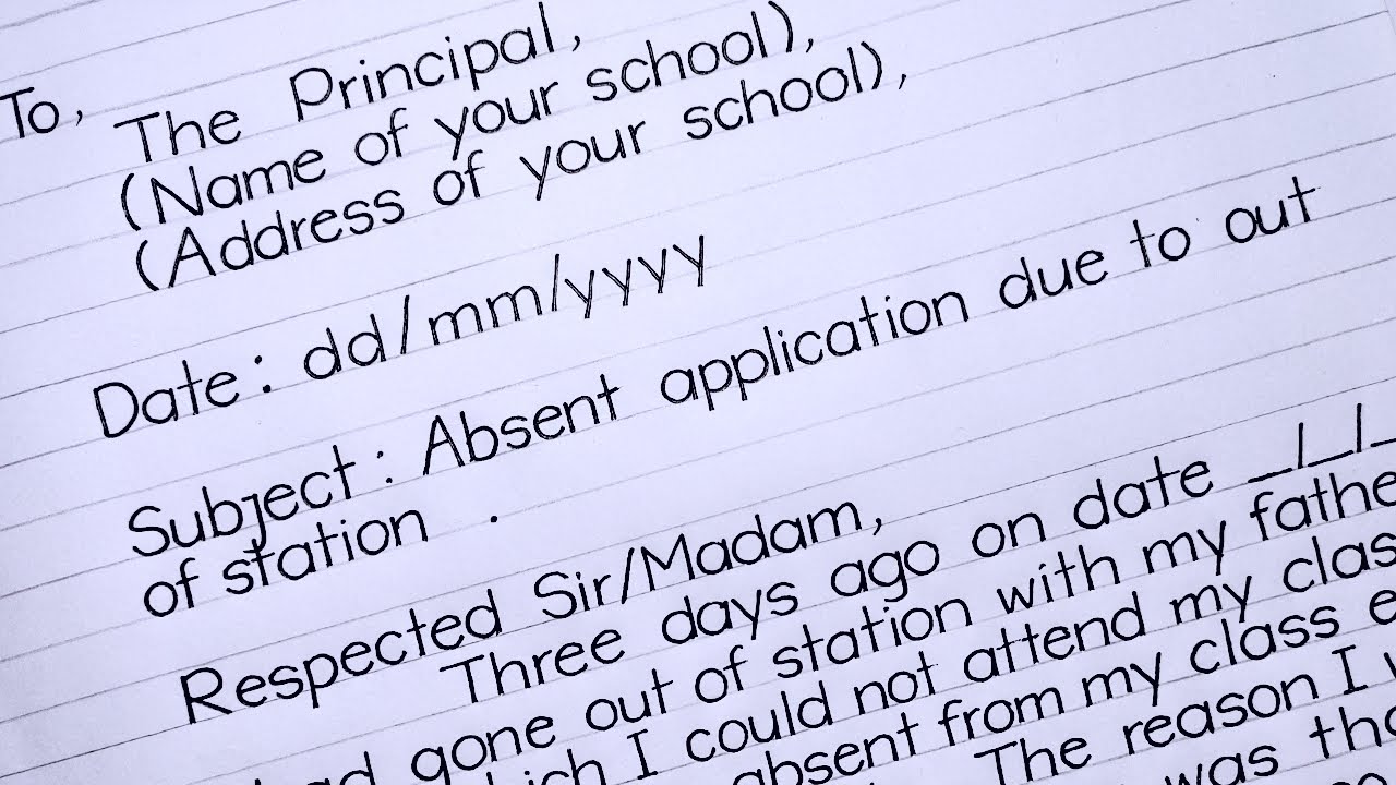 Application For Absent In School Due To Out Of Station  application letter   Leave Application