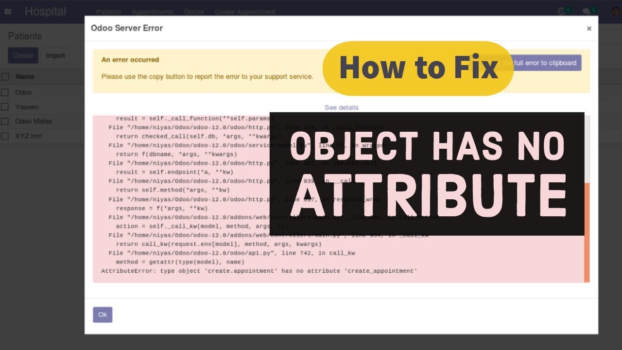 How To Fix Type Object Has No Attribute Error in Odoo - YouTube How To Fix Type Object Has No Attribute Error In Odoo - Youtube