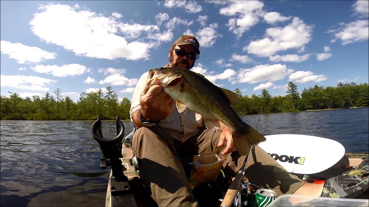 Kayak Bass Fishing (fishing a rubber worm over weed beds) YouTube