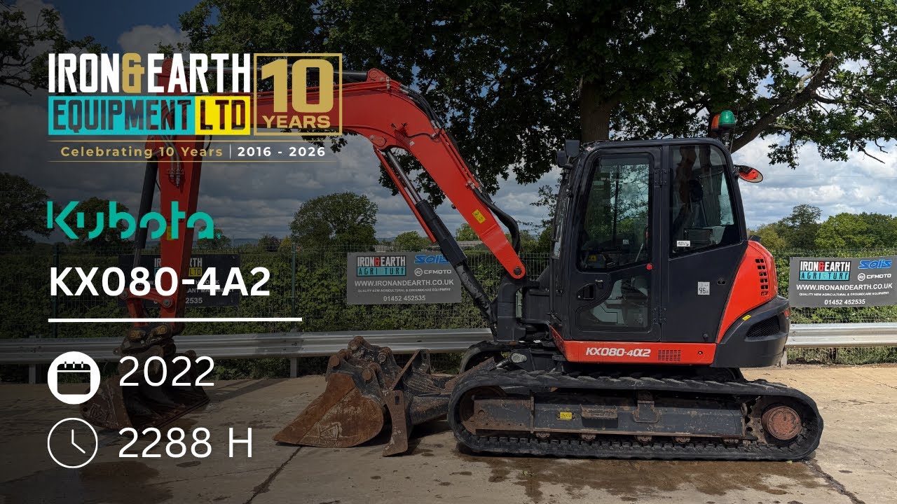 2022 Kubota KX080-4a2 Excavator - YouTube