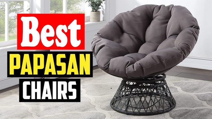 Bme Ergonomic Wicker Papasan Chair with Soft Thick Density Fabric Cushion, High Capacity Steel Frame, 360 Degree Swivel for Livi