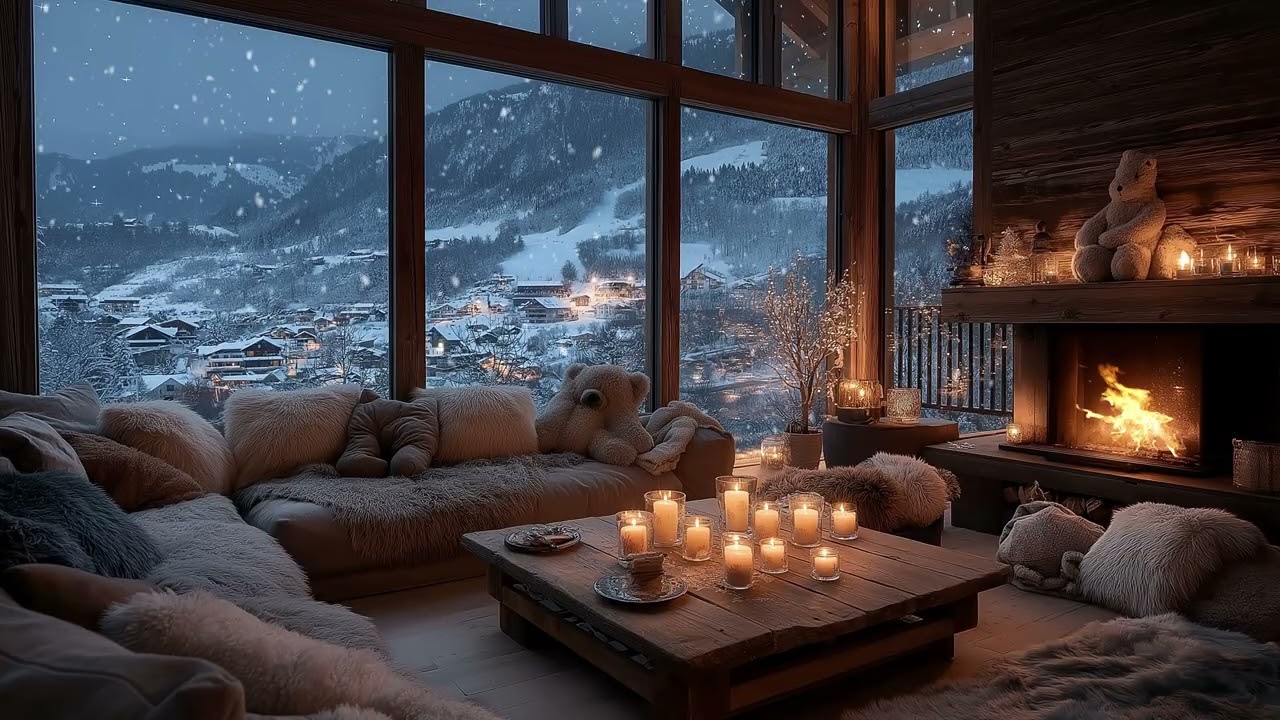 Relaxing Fireplace Sounds and Calm Piano for Deep Sleep | Peaceful Winter Night Ambience to Focus
