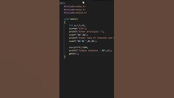 C PROGRAMMING - FIND THE SIMPLE INTEREST IN VS CODE @Codingcorners_ #codingcorner