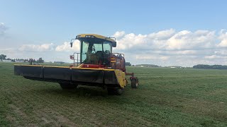 Big day of mowing thin and short second cut alfalfa.