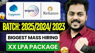 Biggest Hiring | Wipro, Capgemini & Reliance Off Campus Drive | Batch: 2025, 2024, 2023 | Apply Now🔥