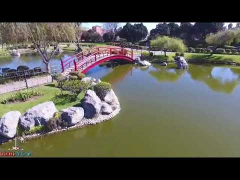 A vista de drone Jardín Japones de La Serena - Parque Jardín del Corazón, Kokoro No Niwa