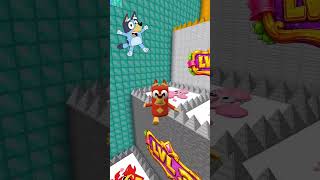 Coco, Pompom, Bluey, Rusty, chilli and bandit played Obby Challenge 🩵🌈 #bluey #shorts #usacartoon
