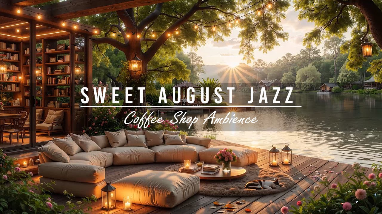 Sweet August Jazz Music at Morning Coffee Porch Ambience by the Lakeside & Nature Sound to Good Mood