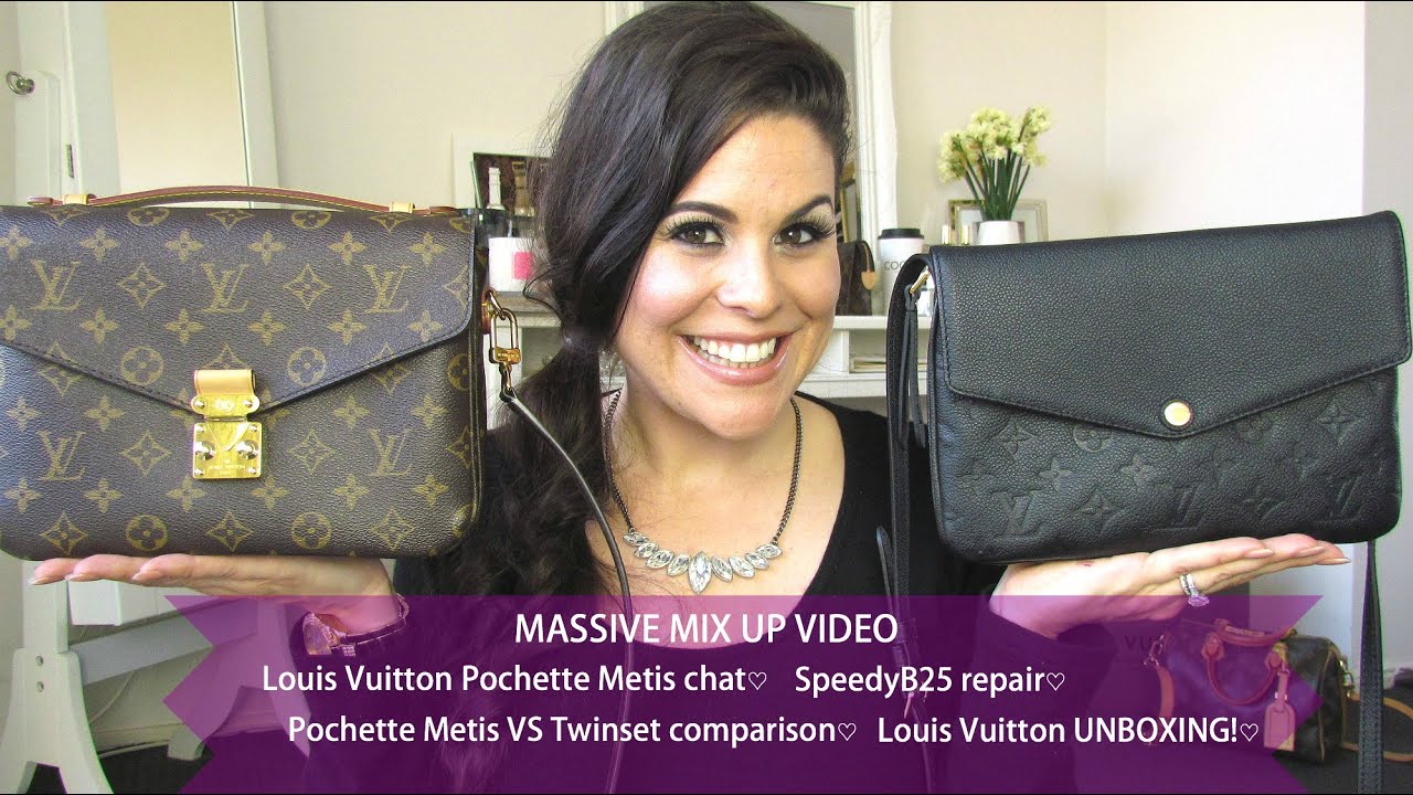 Louis Vuitton Pochette Metis chat♡My SpeedyB repair♡Twinset comparison♡ LV  unboxing!! 