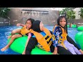 SERUNYA KEYSHA &amp; AFSHEENA BERMAIN AIR DI KOLAM RENANG ADA OMBAKNYA - Kids Playing In Swimming Pool