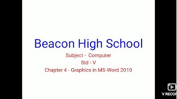 Std - V Subject - Computer Chapter 4 - Graphics in MS- Word 2010