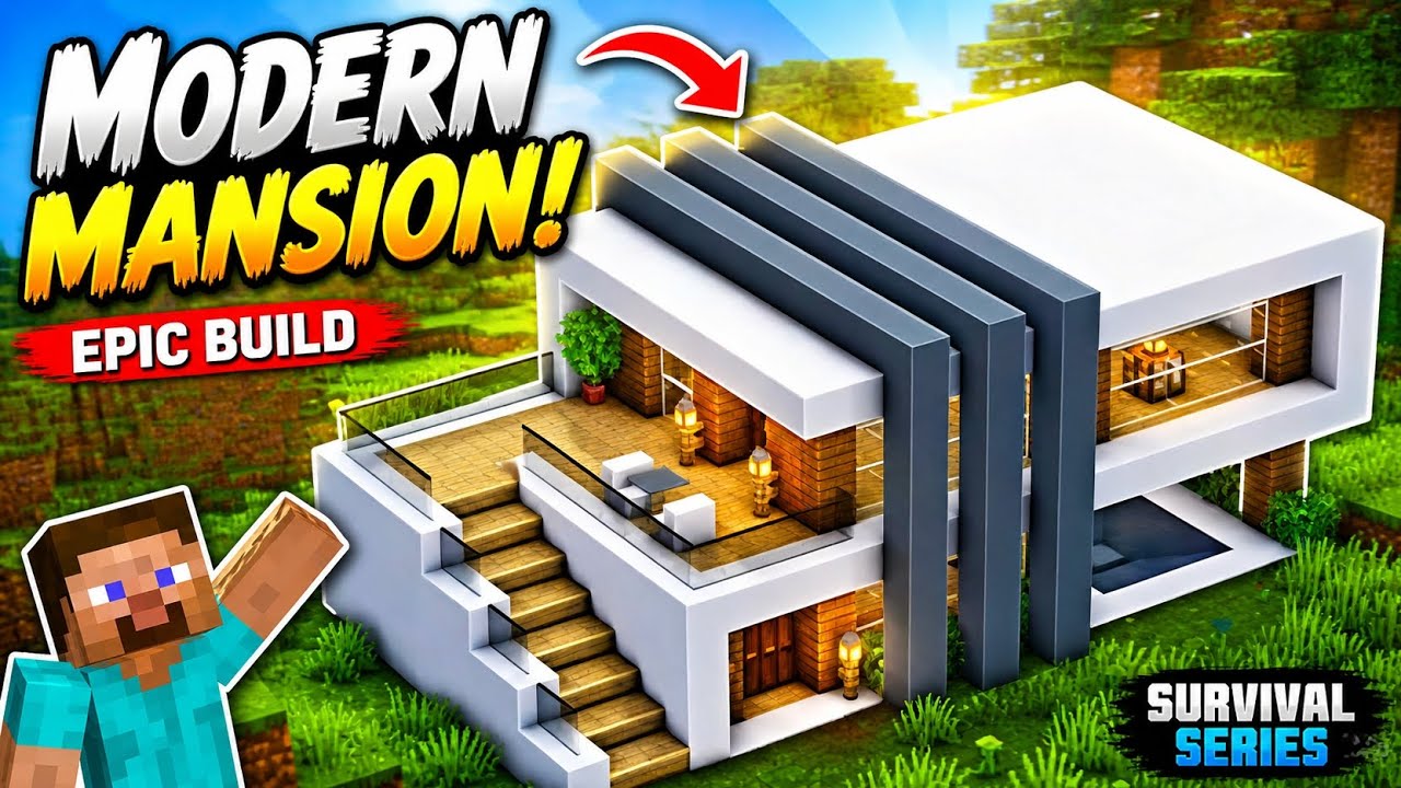 Minecraft Modern Mansion Build Tutorial 😱 | Ultimate Epic HouseI Built ...