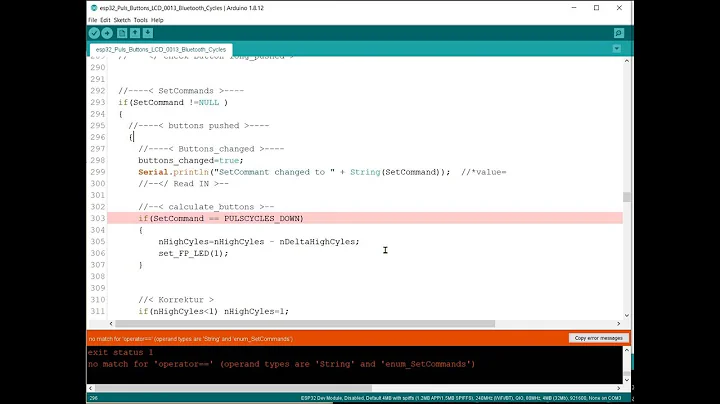 Solved Error: no match for 'operator==' enum compare in C Arduino Compare Type