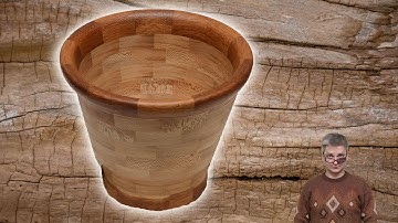 Segmented woodturning vase from oak and sycamore