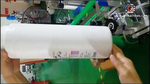 Drink water filter element tube vertical automatic labeling machine testing video