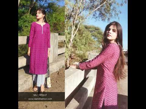Reeta Fashion Stylish Mauve Purple Soft Crepe Print Kurti | www.reetafashion.com