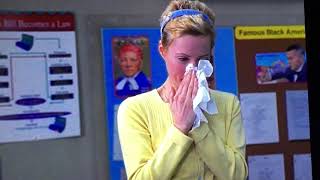 Freaks and Geeks, teacher has a sneezing fit because of her allergies while in front of the class.