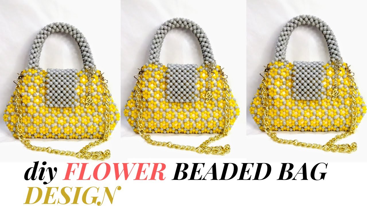 HOW TO MAKE A FLOWER DESIGN BEADED BAG//VINTAGE BEADED PURSE//CRYSTAL BEAD BAG//HOW TO MAKE BEAD BAG