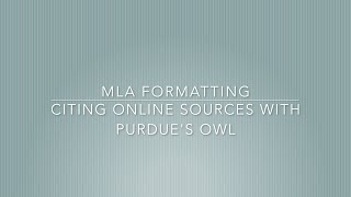 Citing Electronic Sources Using Purdue's OWL