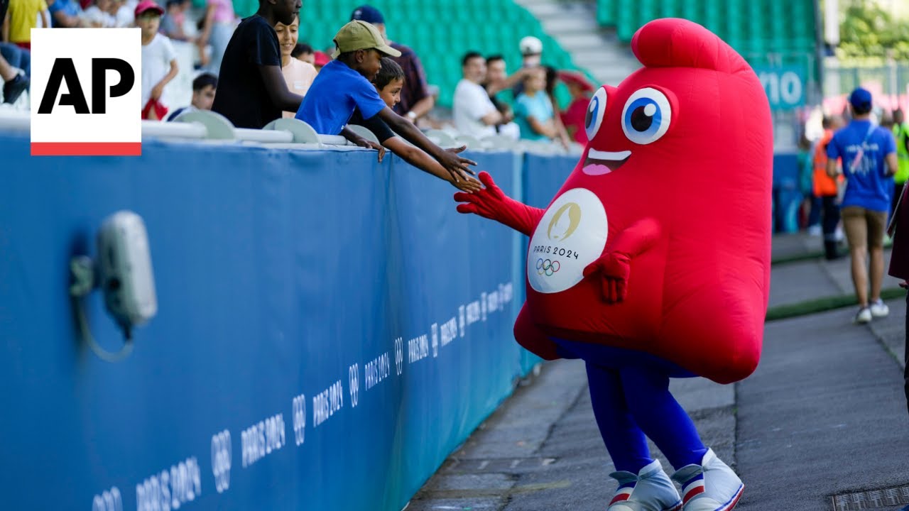 Olympic Phryge mascot can be seen all over Paris during the