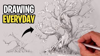 how to draw a tree sketch tutorial