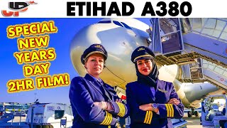 ETIHAD Airbus A380 Full Cockpit Flight Abu Dhabi to Paris | 2 Hour Film