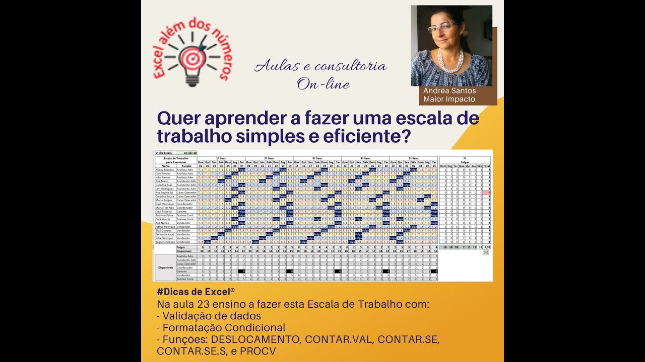 Aula23 – Controle de Escala / Folgas - Excel além dos Números - YouTube