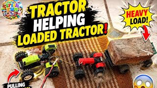 Rc toy tractor rescue loaded trolly | 2 tractor pulling loaded trolly | modified toy tractor model