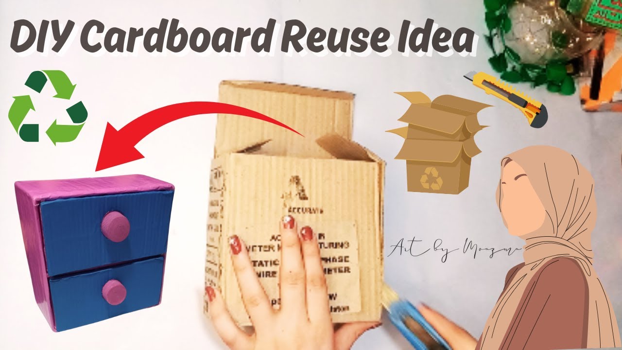 DIY Cardboard Organizer Idea | Easy Cardboard Reuse Recycle Craft ideas ...