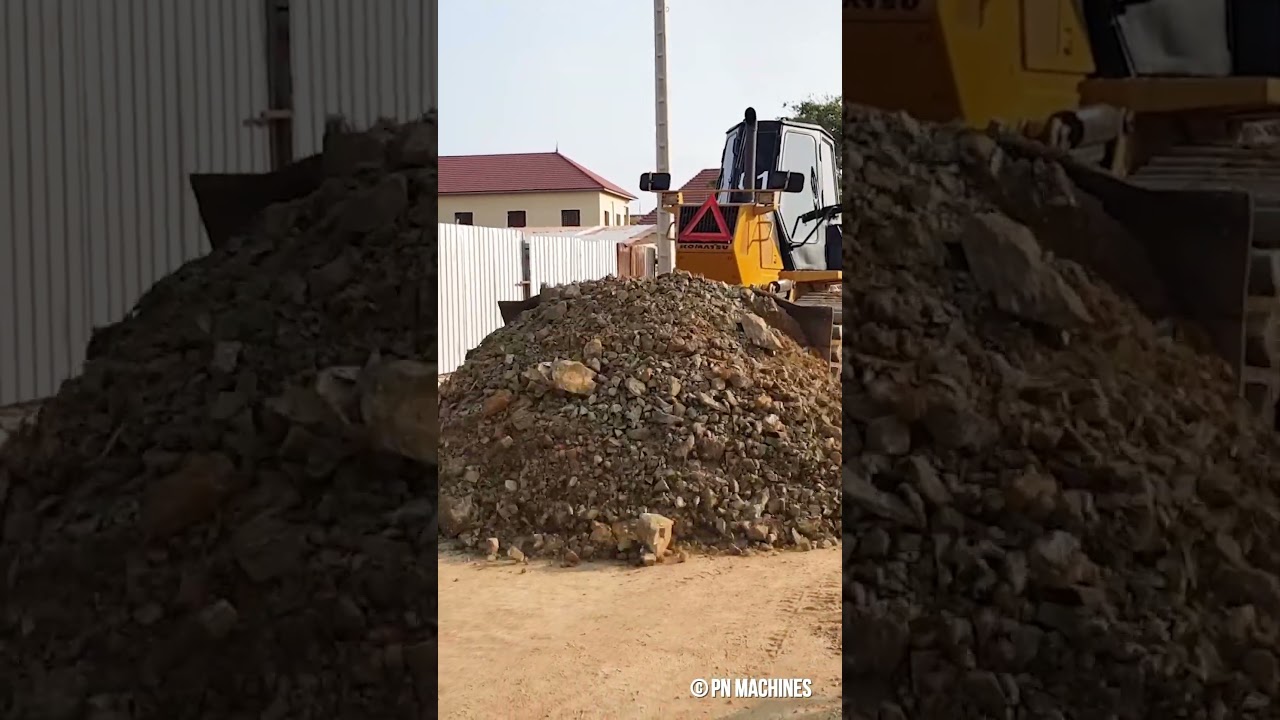 Strong Dozer Komatsu Pushing Stone 